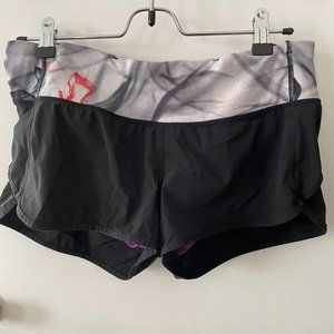 Lululemon Black Shorts, Tie-Dye Waistband Detail, Built in underwear, Size 6